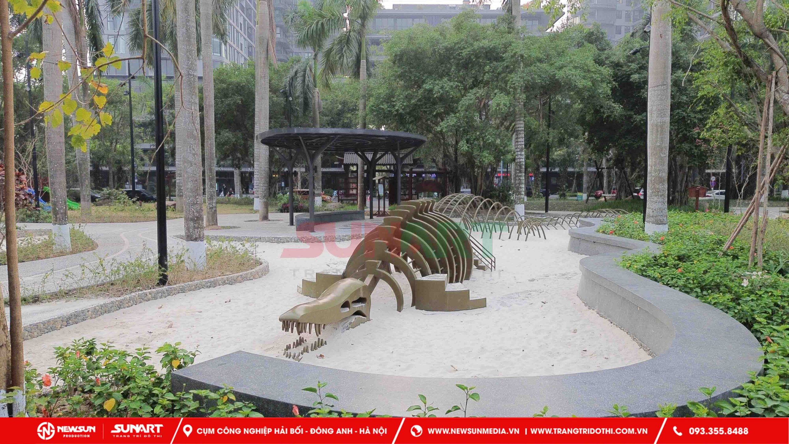 Biểu tượng khủng long đã gia công lắp đặt biểu tượng mô hình composite tại Ecopark