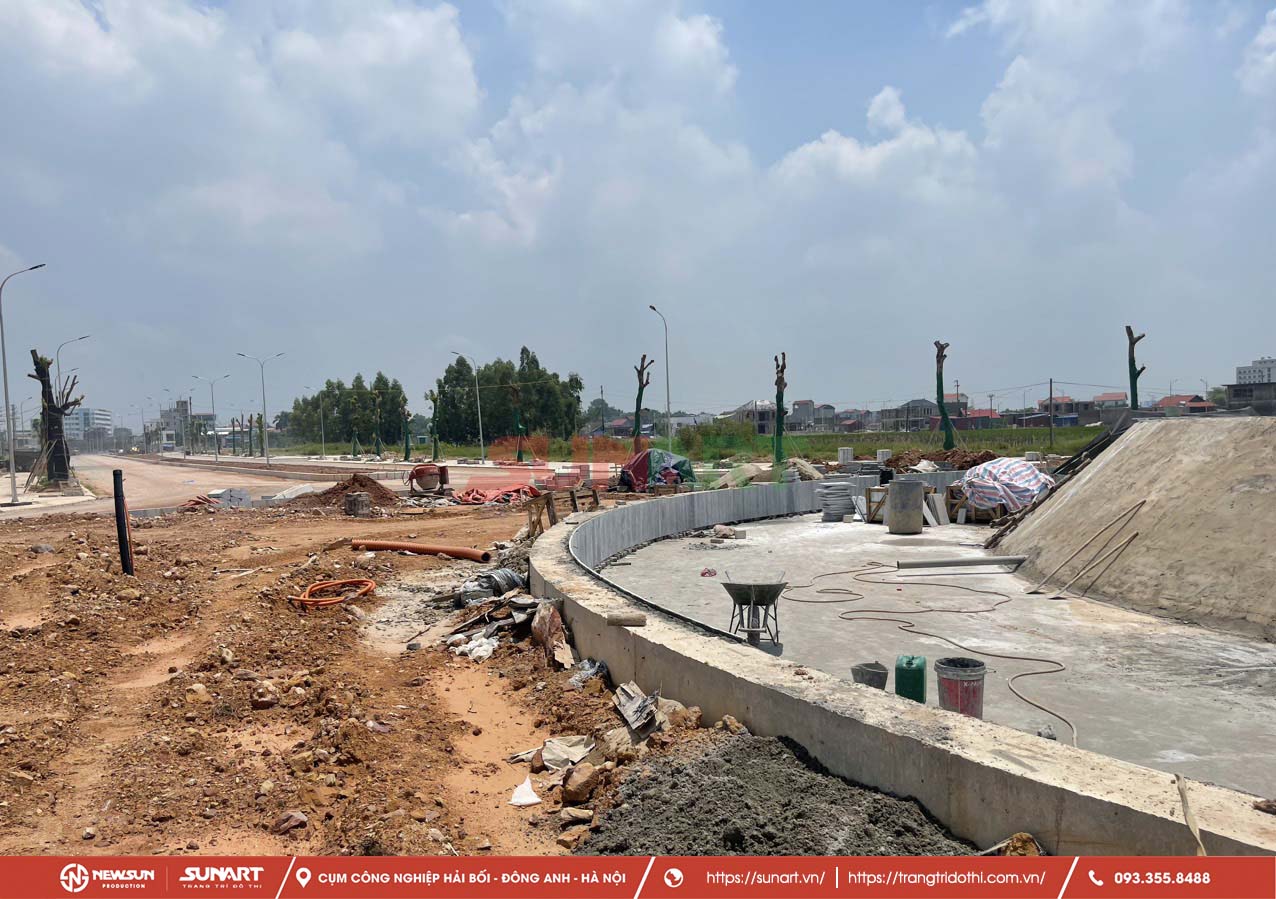 Khảo sát vị trí thi công nhạc nước tại khu đô thị