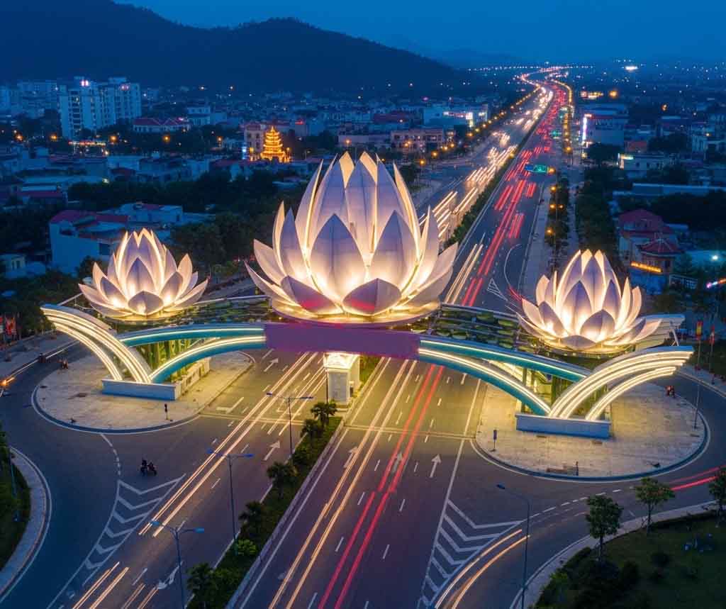 Thiết kế cổng chào Bắc Ninh với biểu tượng hoa sen