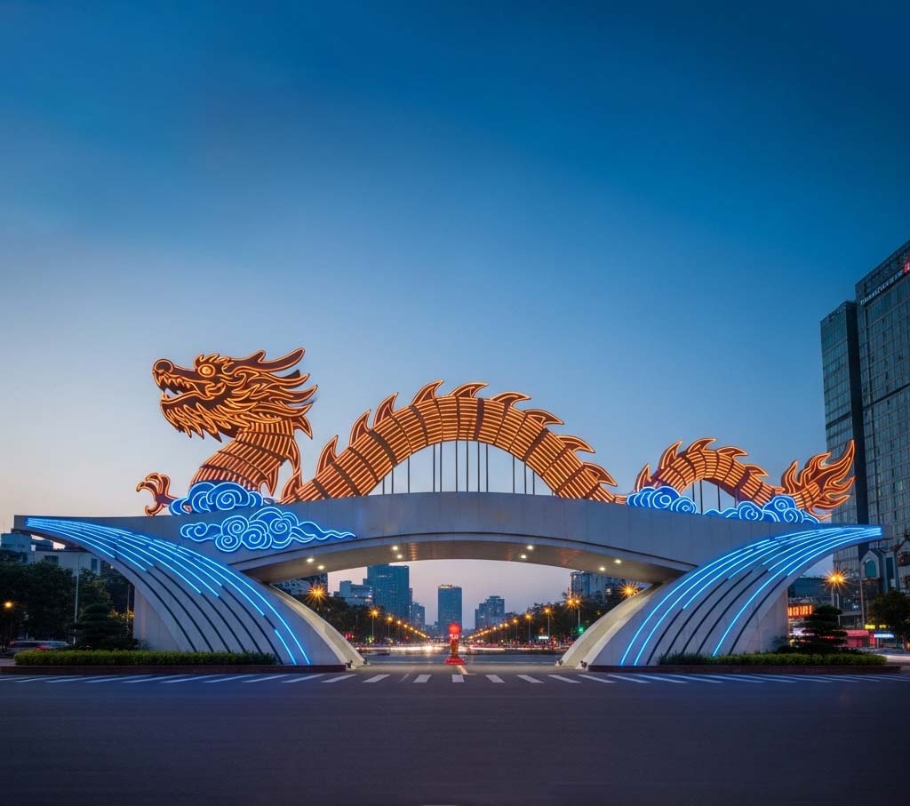 Thiết kế cổng chào Hà Nội với biểu tượng rồng Thăng Long 1