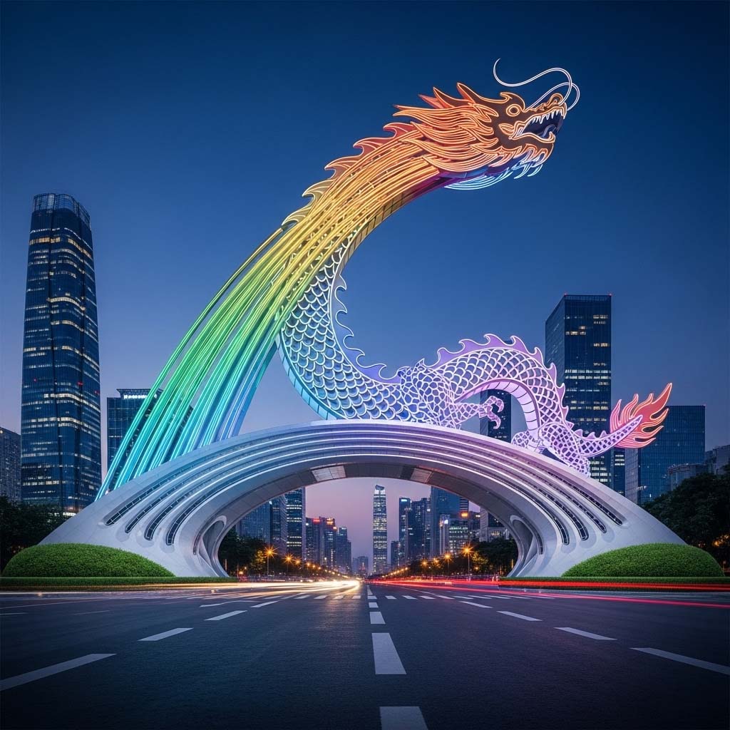 Thiết kế cổng chào Hà Nội với biểu tượng rồng Thăng Long