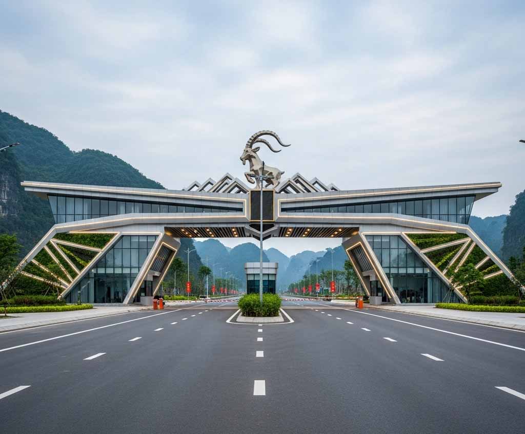 Thiết kế cổng chào Ninh Bình với biểu tượng con dê