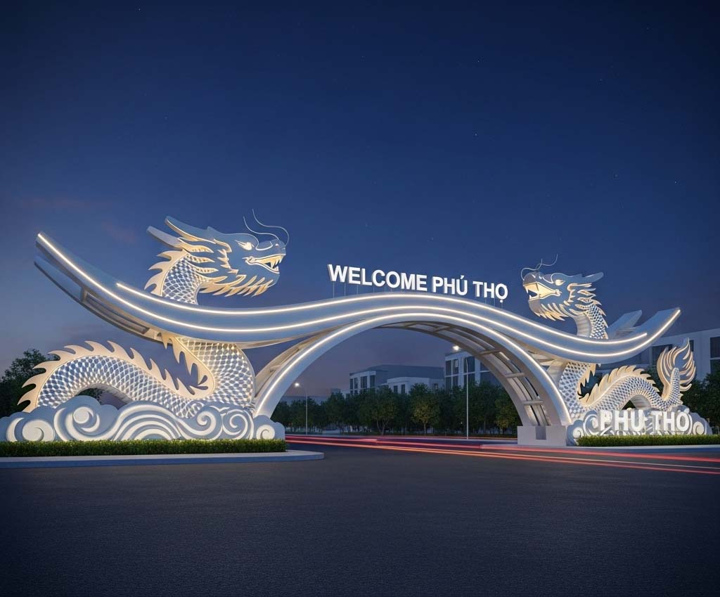 Thiết kế cổng chào Phú Thọ với biểu tượng con Rồng 