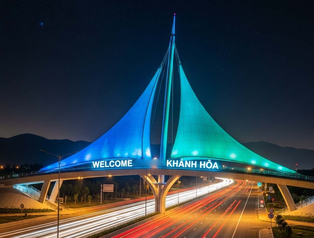 Thiết kế cổng chào Khánh Hòa với biểu tượng cánh buồm