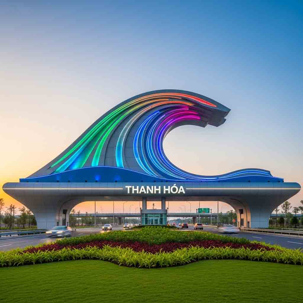 Thiết kế cổng chào Thanh Hóa với biểu tượng sóng biển