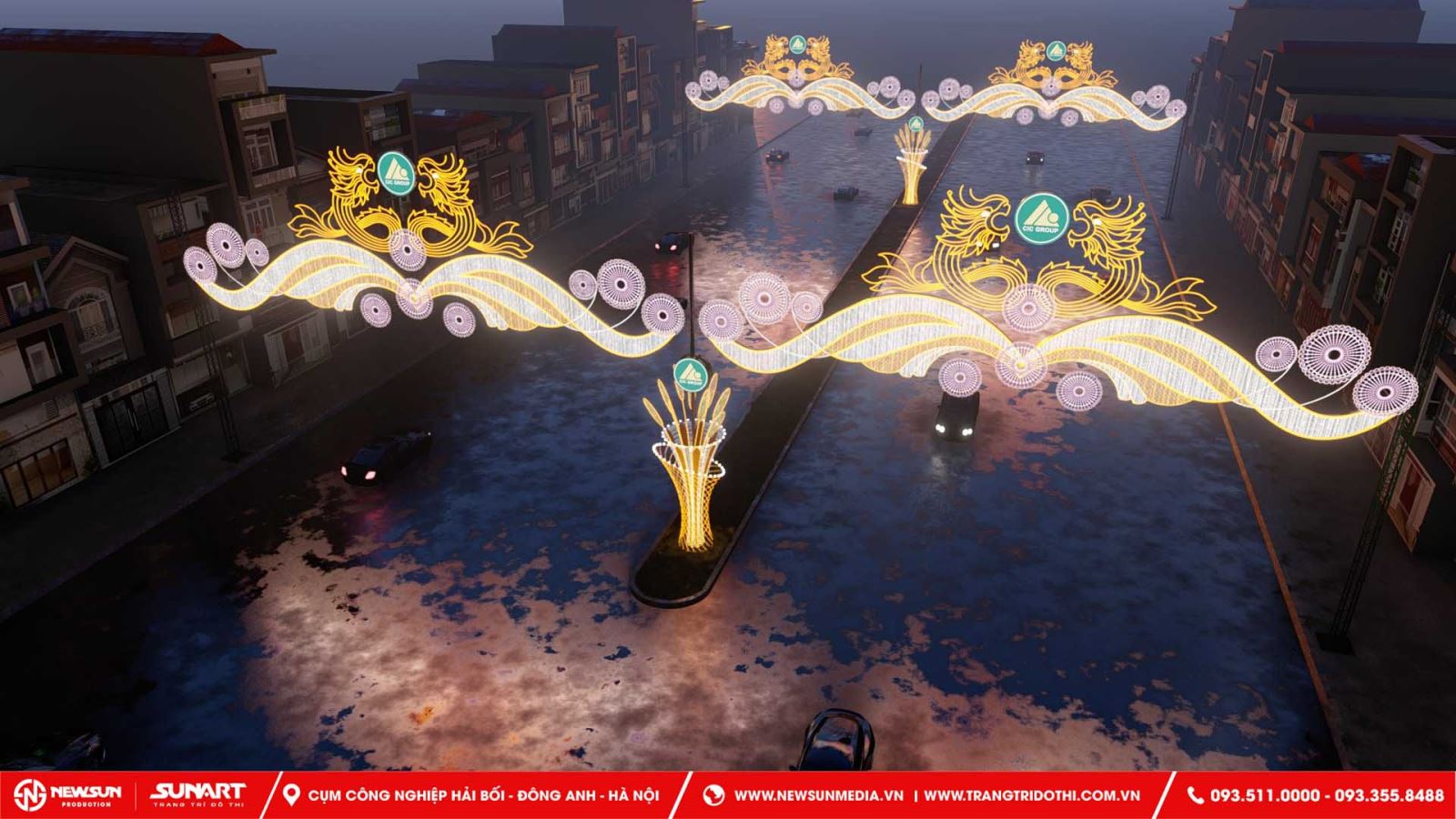 Đèn LED lập trình trang trí ngang đường