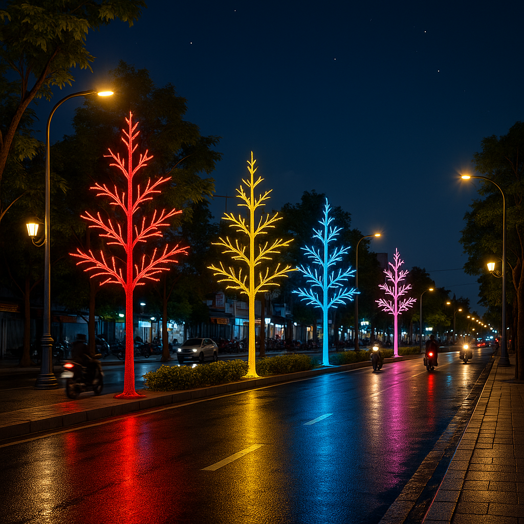 Cột đèn Led cây thông trang trí đường phố