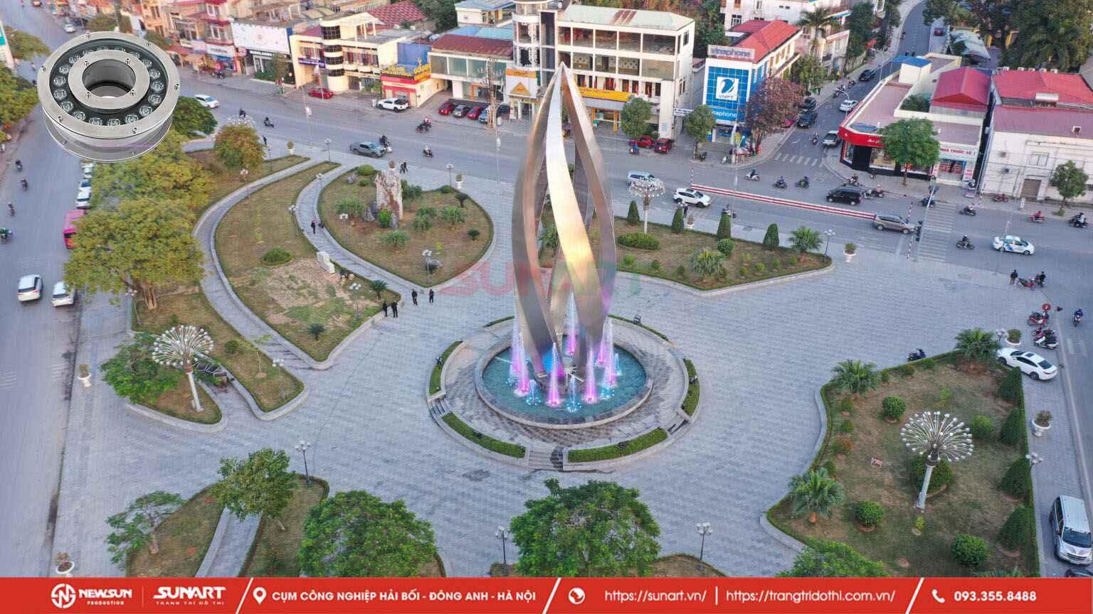 Đèn LED âm nước dạng bánh xe 18W đổi màu